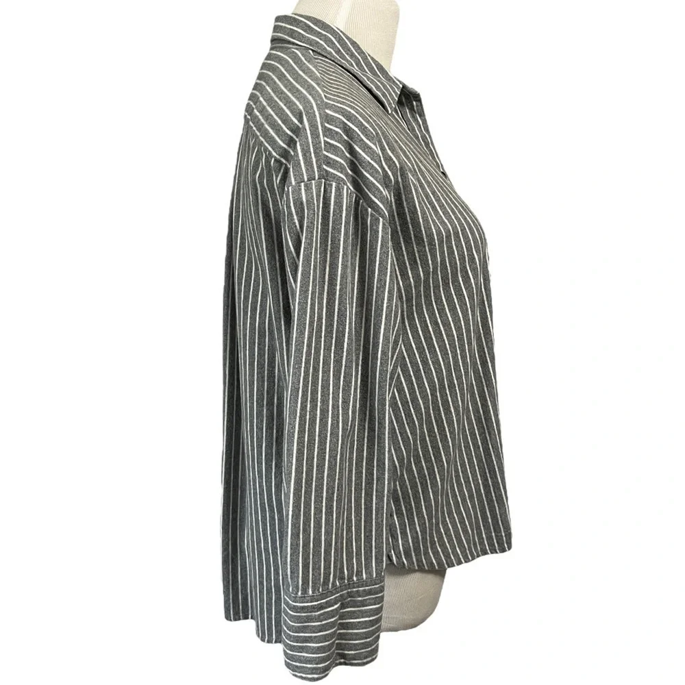 Madewell Grey & White Westward Striped Flannel Shirt Size Small